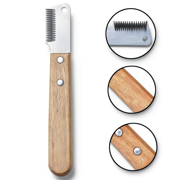 Alysisa Pet Stripping Comb Wood Handle Grooming Tool-1