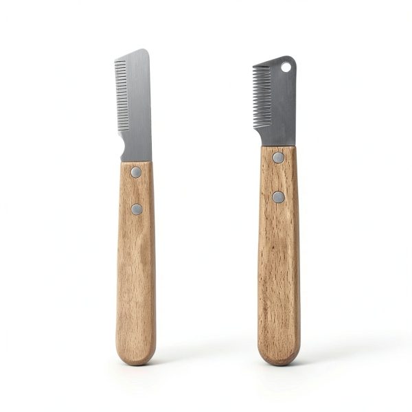 Alysisa Pet Stripping Comb Wood Handle Grooming Tool-2