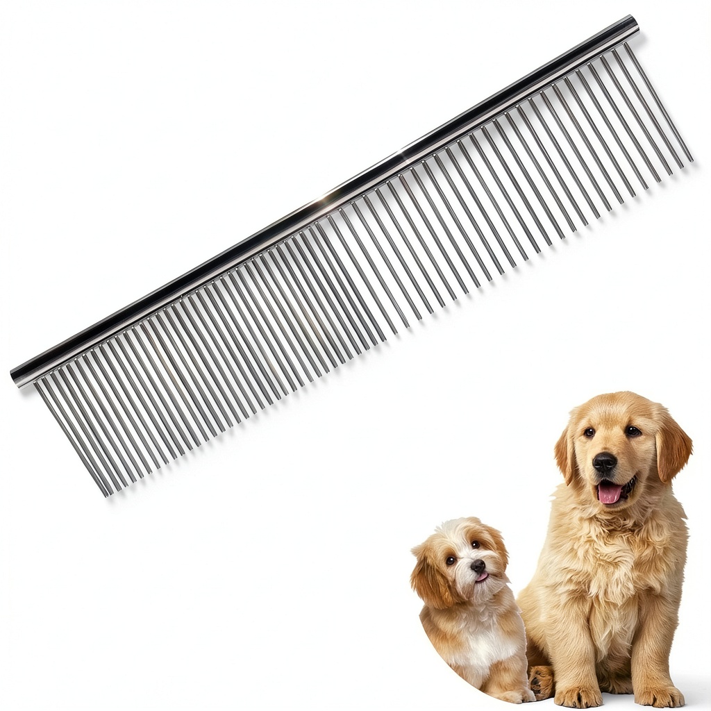 Pet owner using KYHSC comb on a cat in a living room