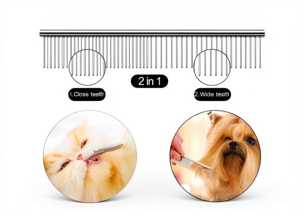 KYHSC Pet Comb 2-in-1 Massage Design for Cats Dogs-4