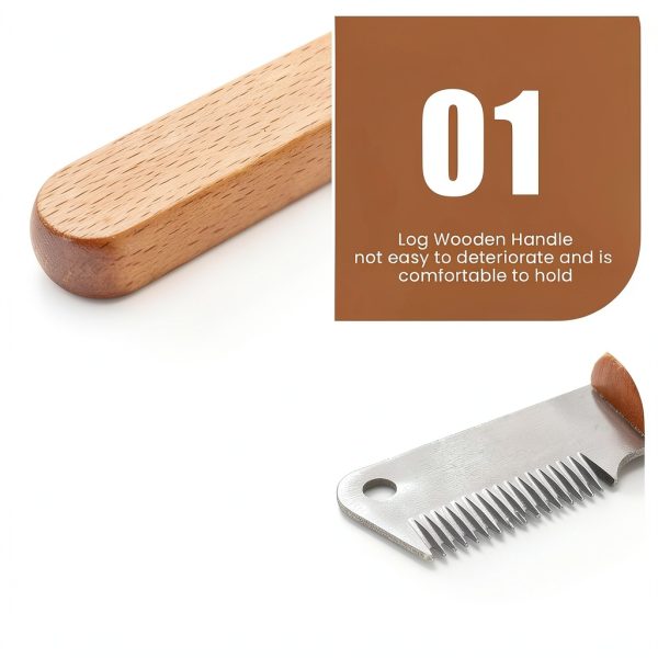 Alysisa Pet Stripping Comb Wood Handle Long Haired Animals-2