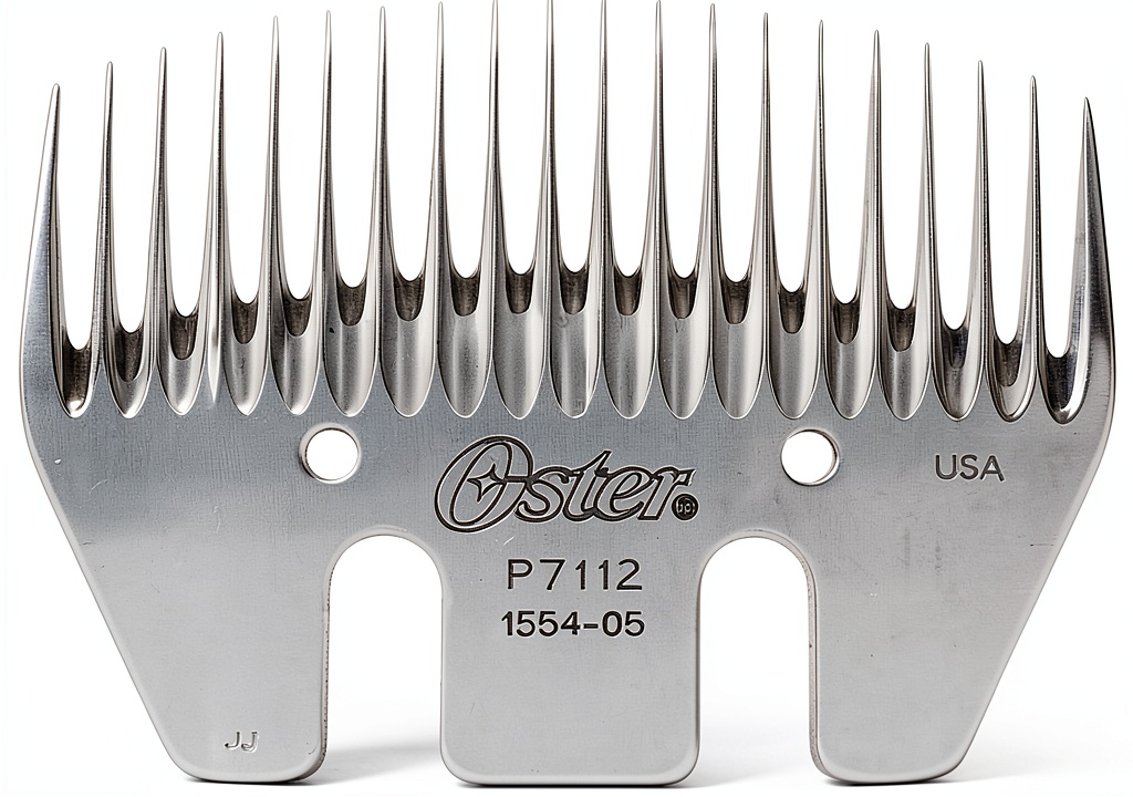 Oster goat trimming comb in use on a goat