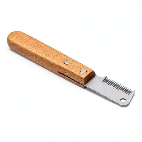 Alysisa Pet Stripping Comb Wood Handle Long Haired Animals-0
