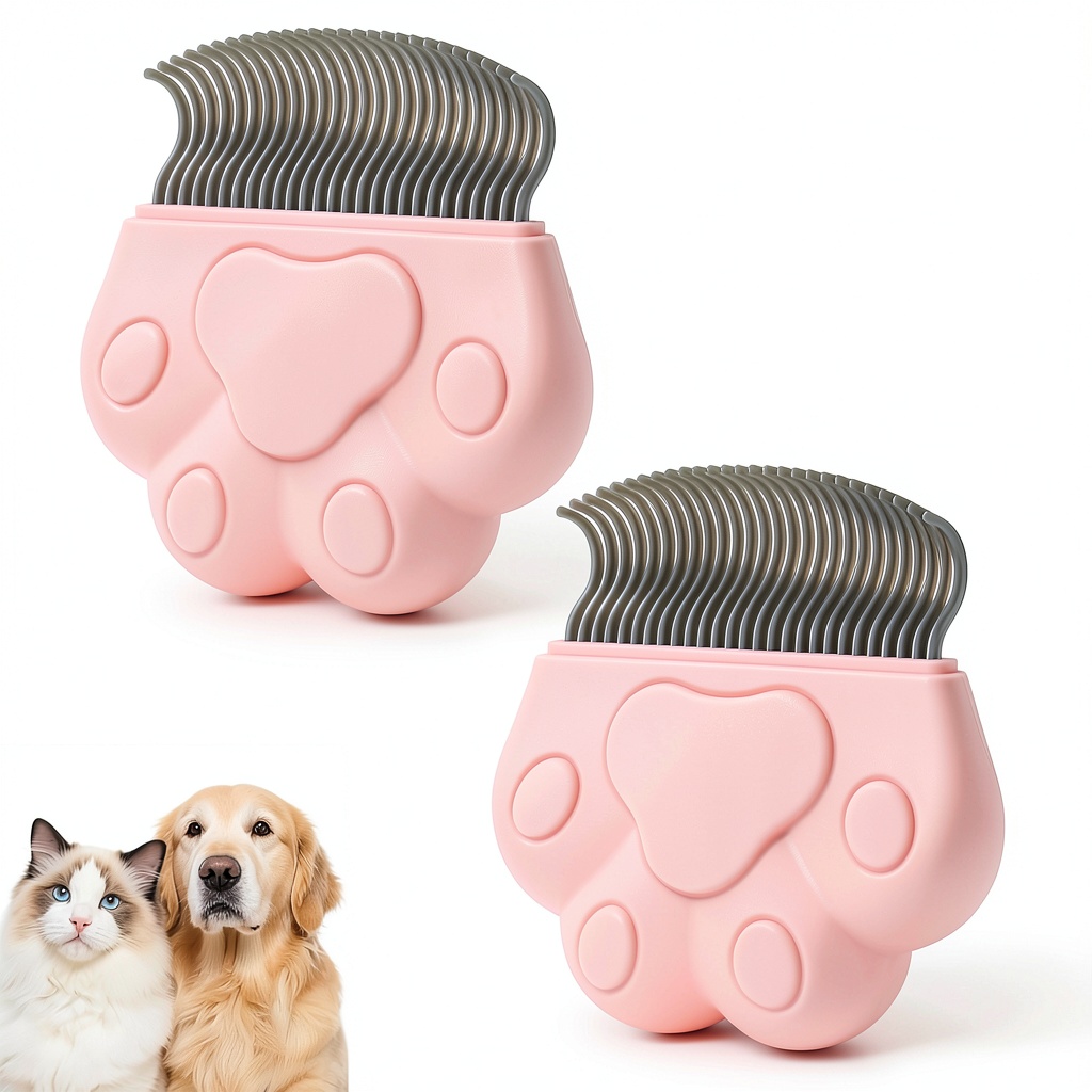 Alysisa pet grooming comb in use on a cat's fur