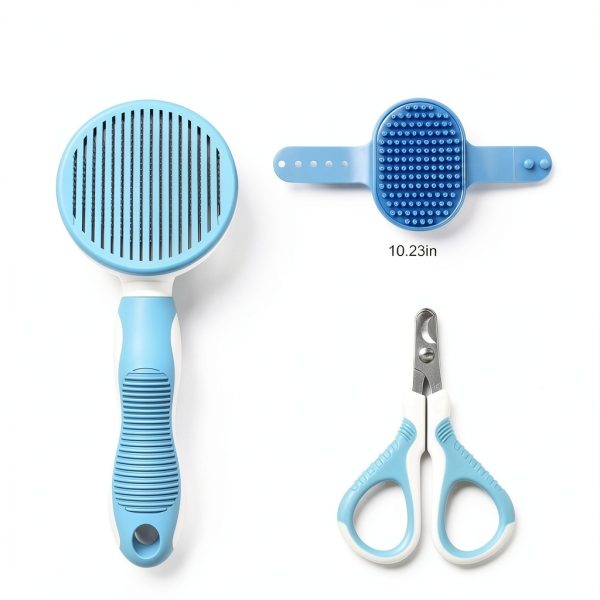 16 Pet Grooming Kit Cat Brush Nail Trimmer Massage Tools-5