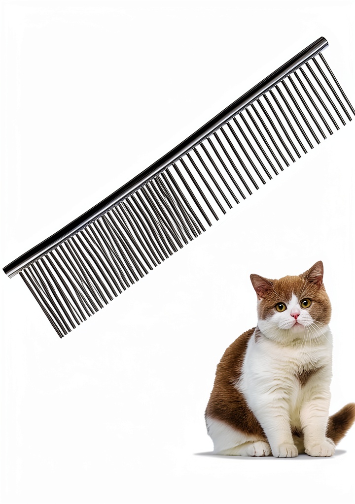 KYHSC pet comb in use on a cat showing massage action