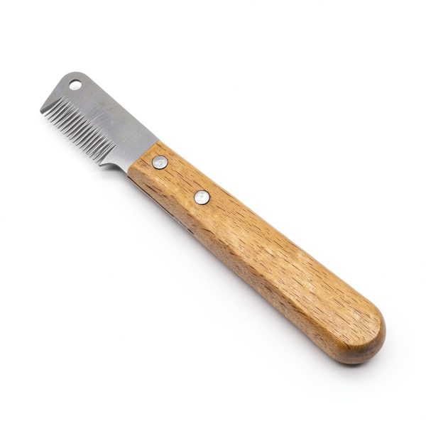 Alysisa Pet Stripping Comb Wood Handle Grooming Tool-0