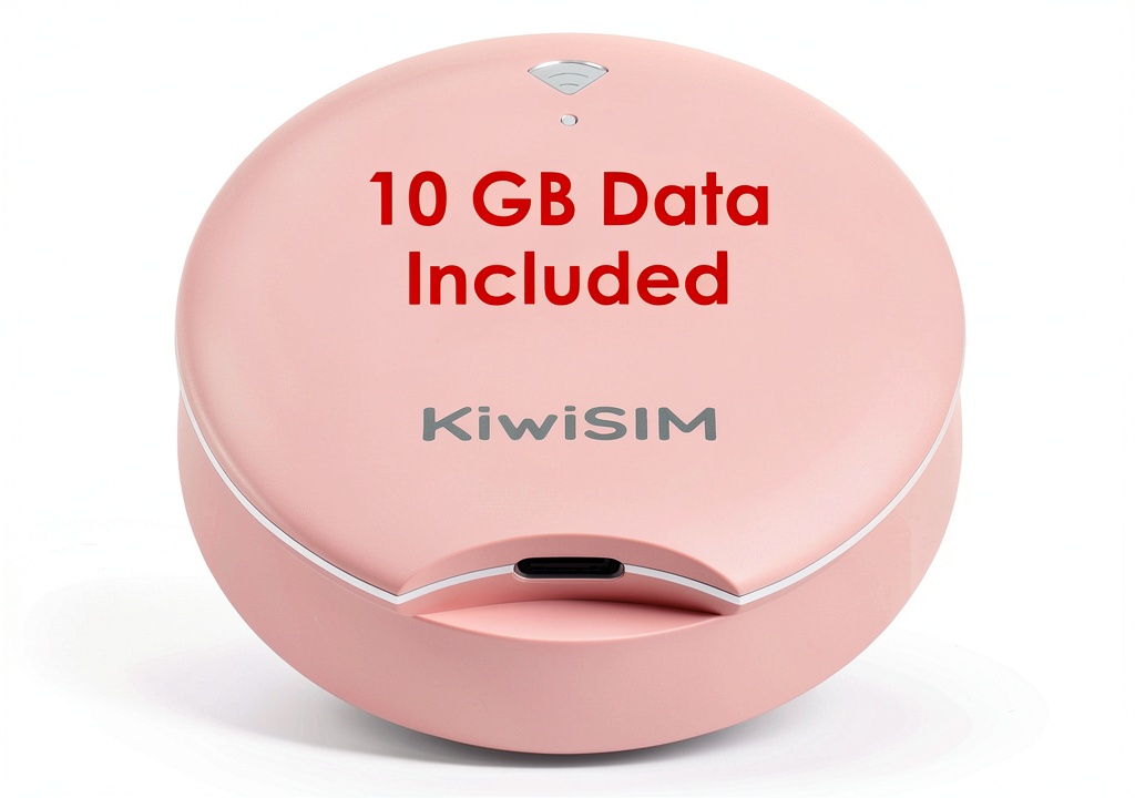Installing KiwiSIM 10GB Portable WiFi Hotspot on a wooden desk
