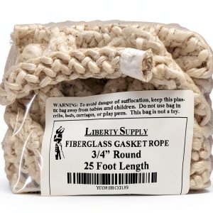 LibertySupply 3/4" Wood Stove Door Gasket, Round Fiberglass Rope Seal (25 ft. roll) Low Density-0